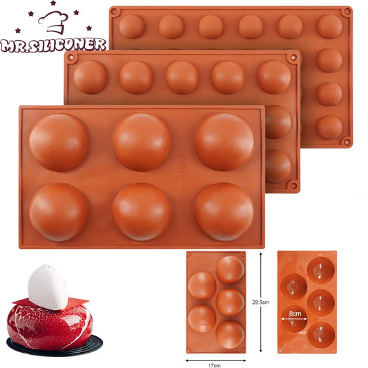 3D Half Sphere Silicone Mould - Perfect for DIY Baking, Pudding, Mousse, and Chocolate