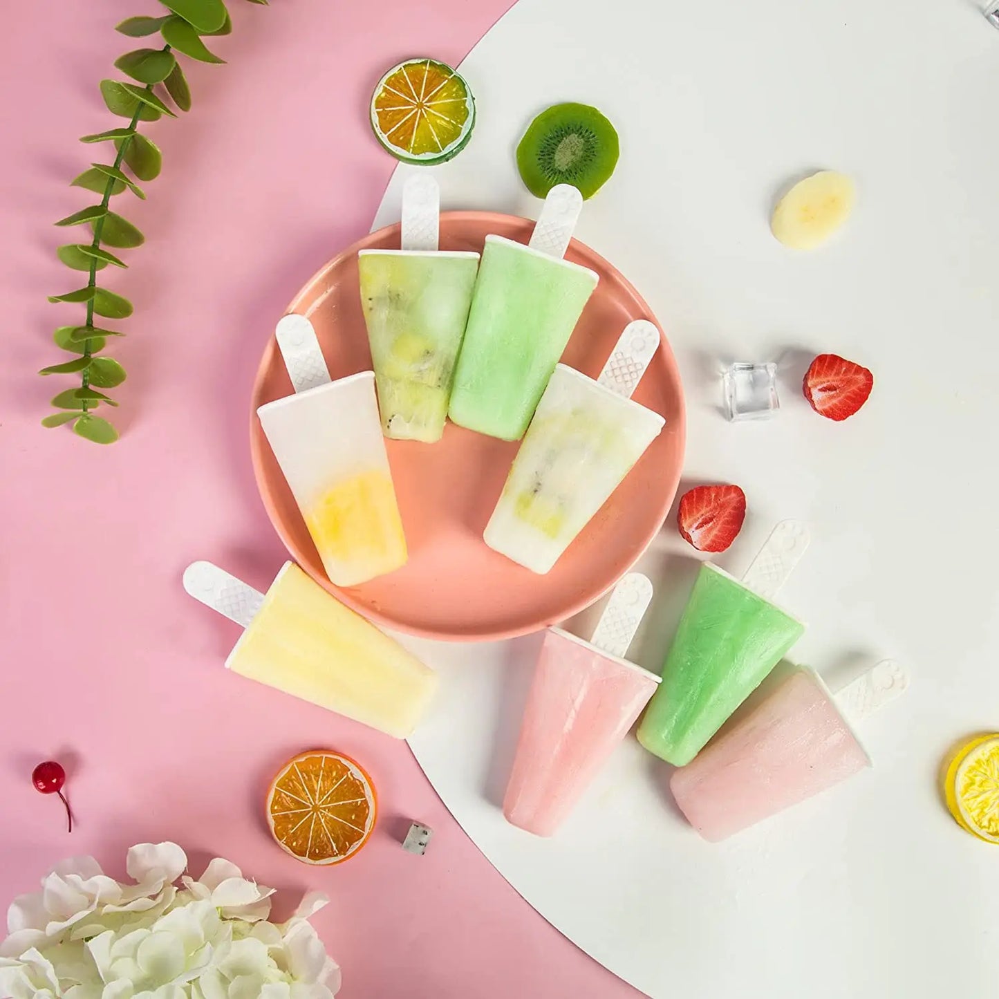 6-Cavity Food Grade Silicone Ice Lolly Moulds - Easy Release, DIY Ice Cream Makers for Kids and Adults