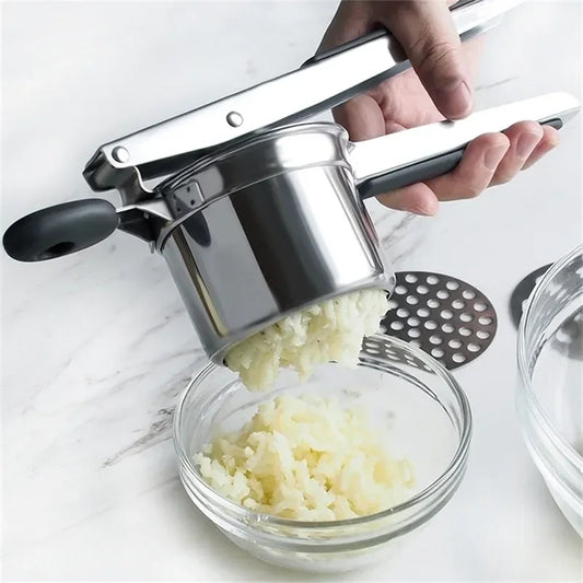 Stainless Steel Potato Masher and Ricer - Perfect for Mashed Potatoes, Purees, and Juicing Fruits and Vegetables