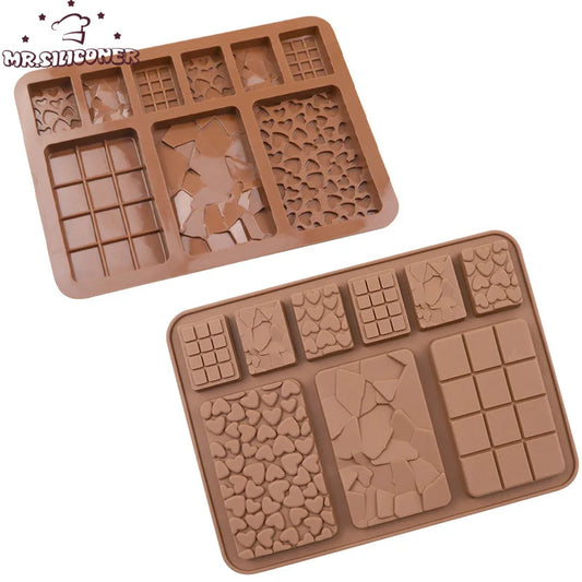 Food Grade 9-Cavity Break-Apart Silicone Chocolate Mould - Non-Stick Protein and Energy Bar Mould