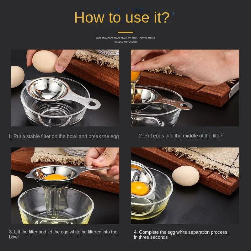 YolkHero Stainless Steel Egg Separator - Essential Tool for Cooking and Baking