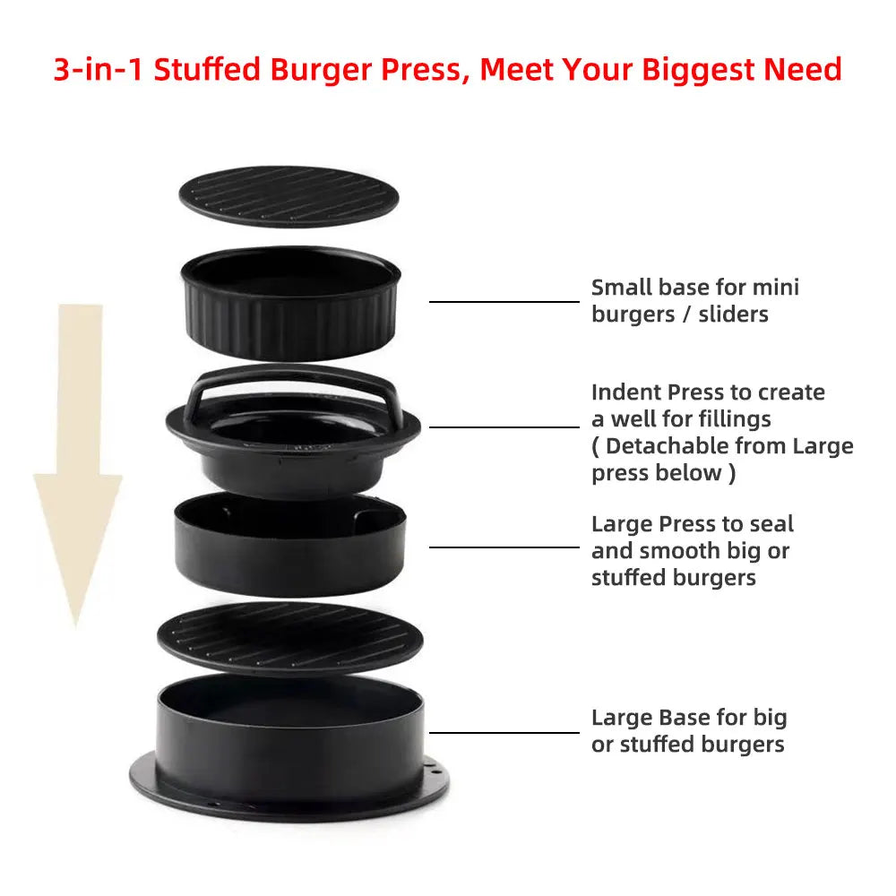 GrillMaster Hamburger Press - Stuffed Burger Mould