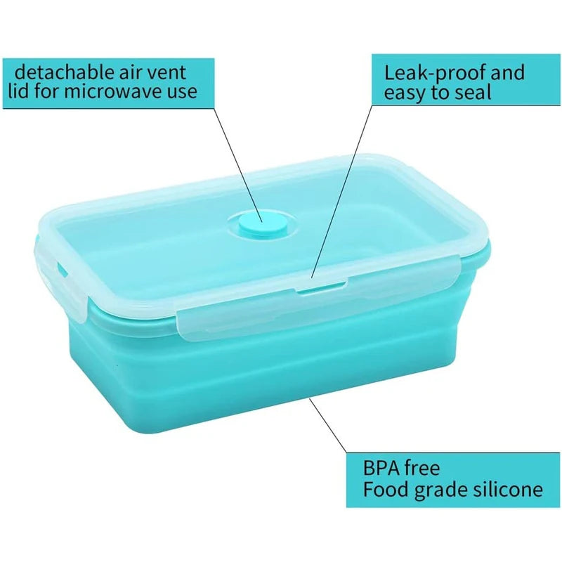 4-Piece Collapsible Silicone Food Storage Containers - Versatile Lunch and Pantry Solutions