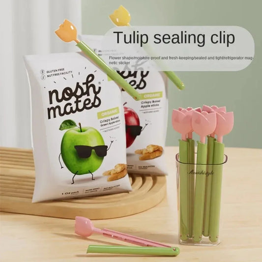 TulipSeal 5-Piece Food Bag Clips - Decorative and Functional Storage Solution