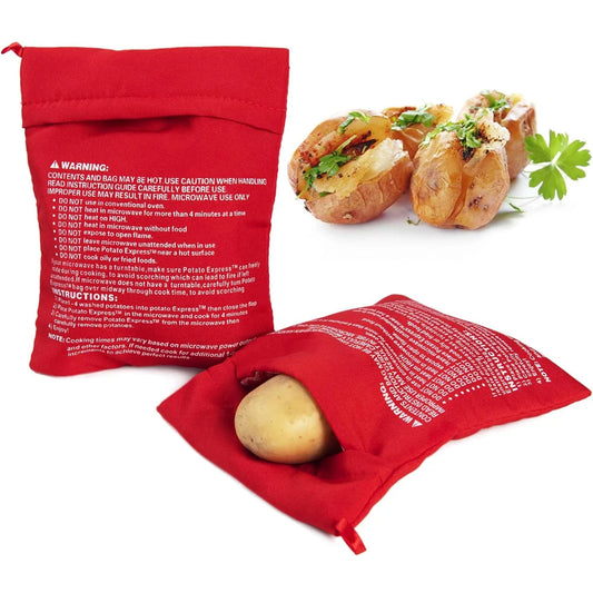 Reusable Microwave Potato Cooker Bag - Perfect Baked Potatoes in 4 Minutes, Red Express Pouch