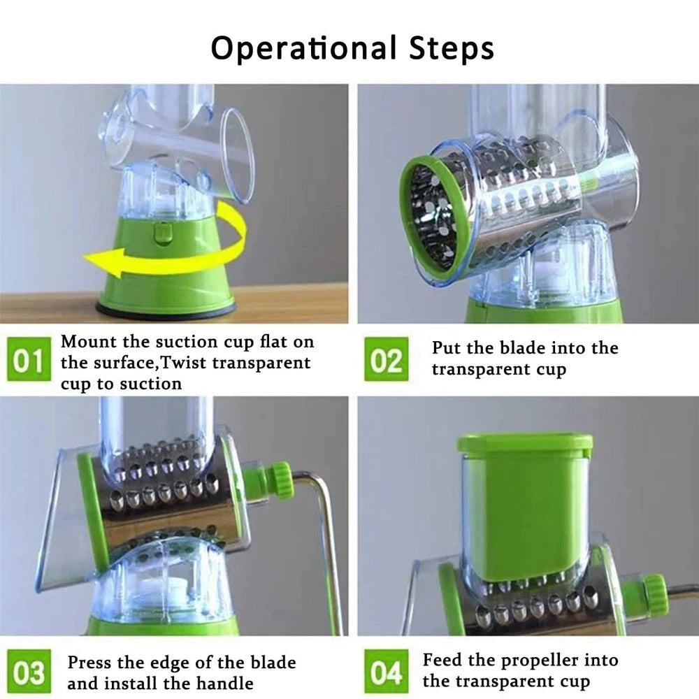 LMETJMA Rotary Spiralizer & Vegetable Slicer - Cheese Grater, Zucchini Noodle Maker, and Spaghetti Spiralizer