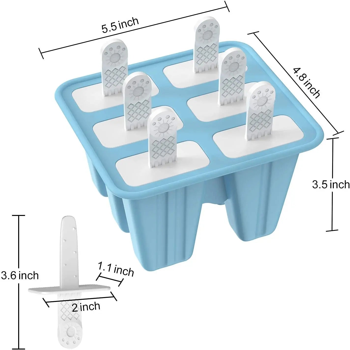 6-Cavity Food Grade Silicone Ice Lolly Moulds - Easy Release, DIY Ice Cream Makers for Kids and Adults