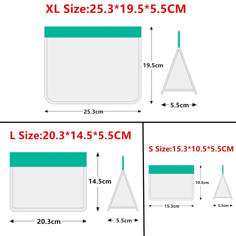 Reusable Silicone Ziplock Stand-Up Bags - Multi-Size Food Storage Bags for Freshness & Organisation