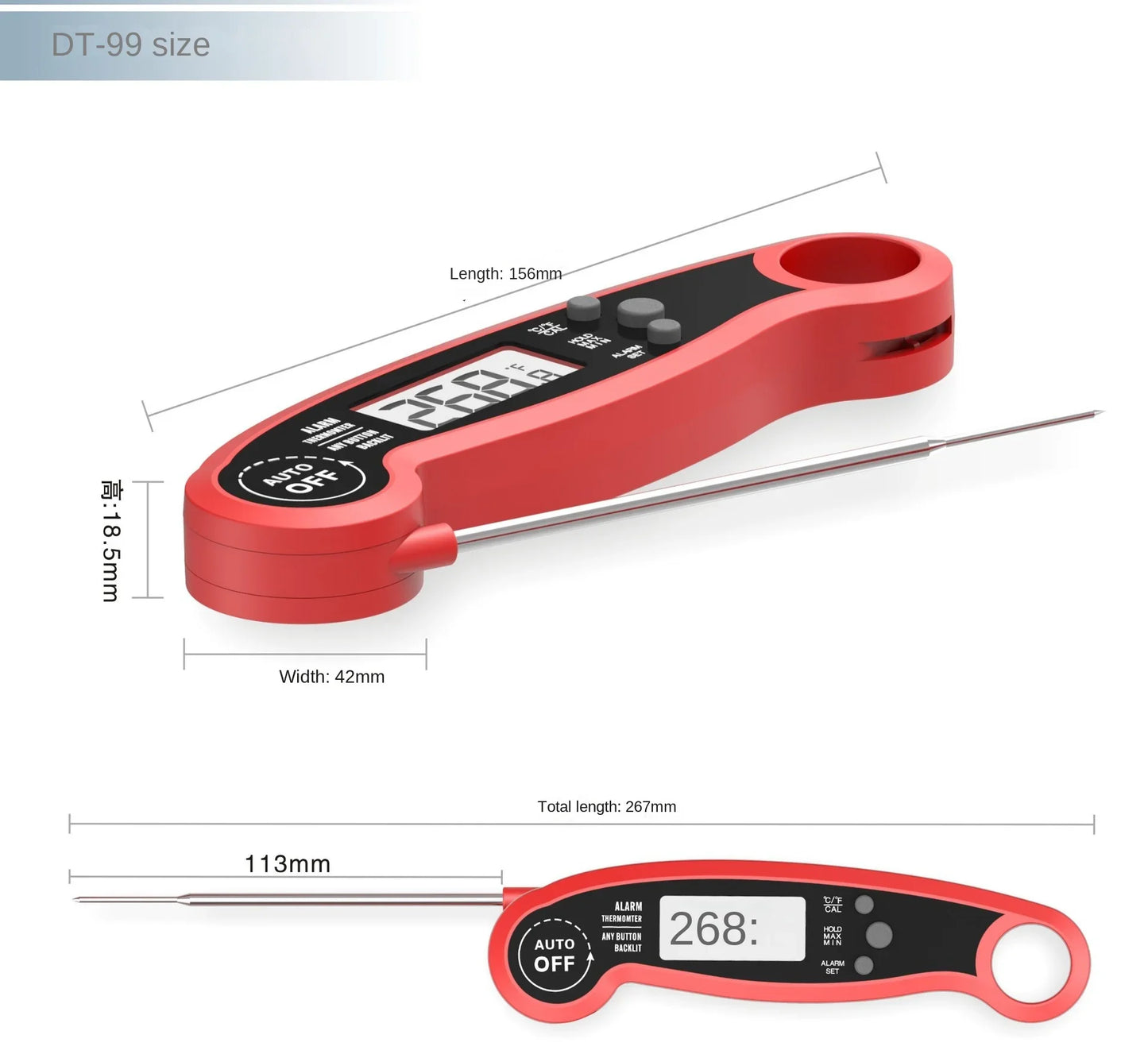 Folding Digital Meat Thermometer - Portable Probe for BBQ, Baking, and Kitchen Use